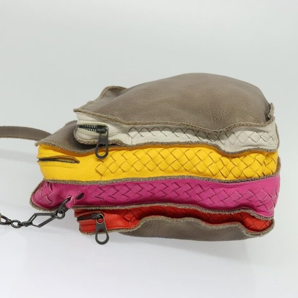 BOTTEGA VENETA INTRECCIATO Shoulder Bag Leather Multicolor Auth - Picture 4 of 16